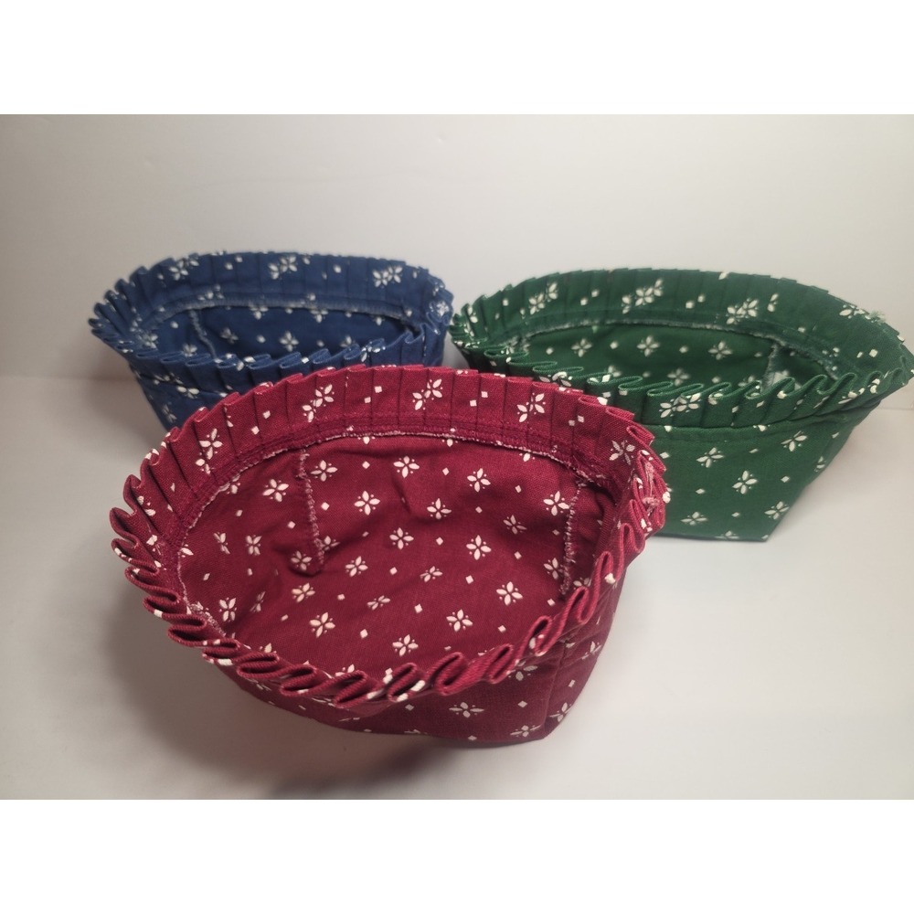 3 Longaberger Fabric Liner Basket Sz 5.5" Long 3" Wide 4" High Traditional Multi
